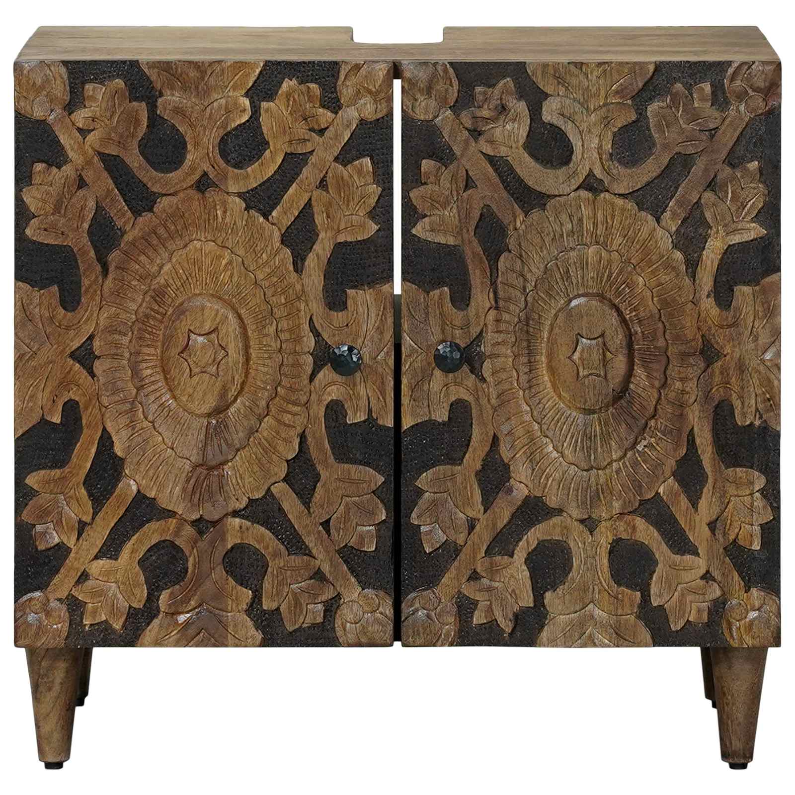 vidaXL Badkamer wastafelkast Wit 62 x 33 x 58 cm Massief Mango Hout