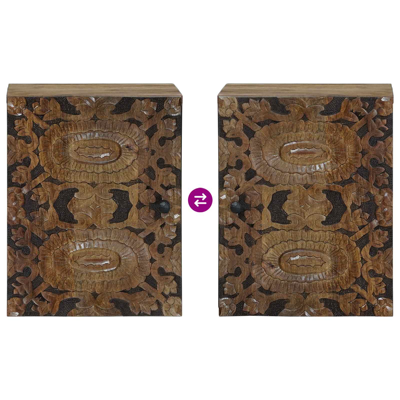 vidaXL Badkamer Hangkast Wit 38 x 33,5 x 48 cm Massief Mango Hout