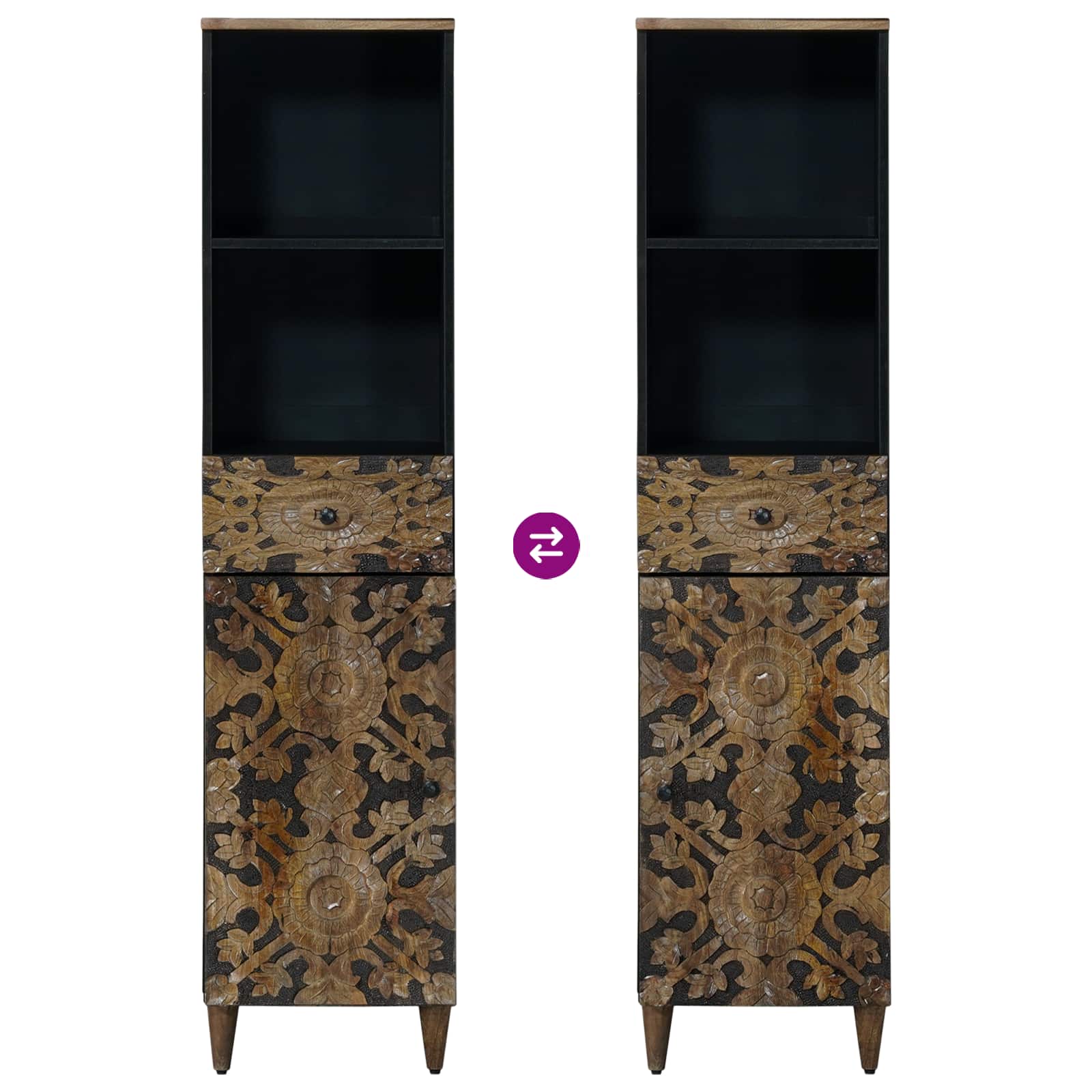 vidaXL Badkamerkast met lade Wit 38 x 33,5 x 160 cm Massief Mango Hout