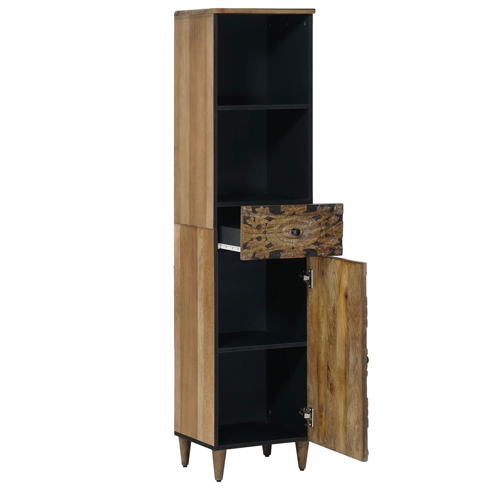 vidaXL Badkamerkast met lade Wit 38 x 33,5 x 160 cm Massief Mango Hout