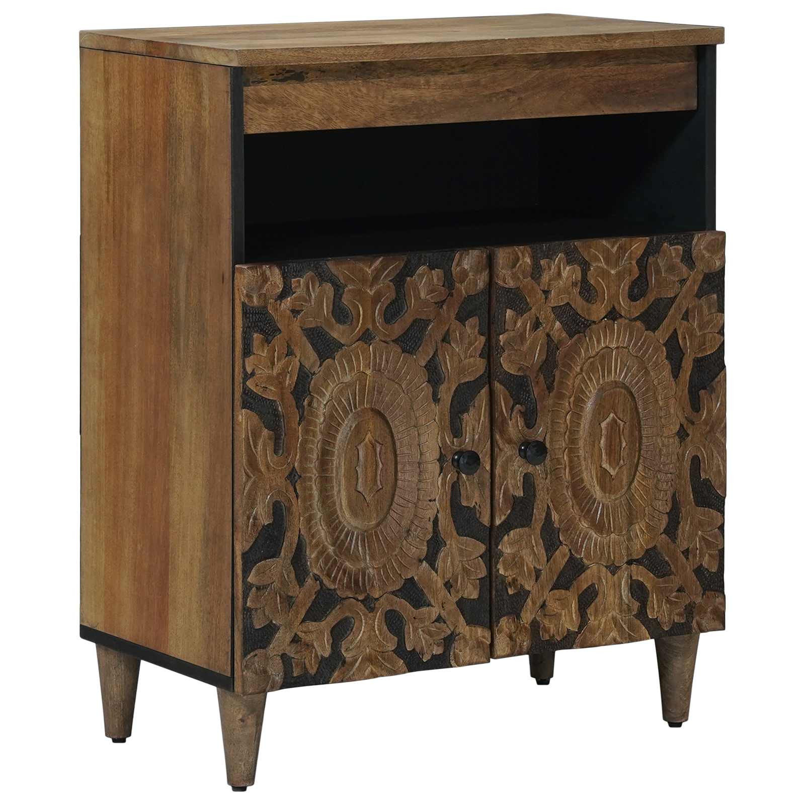 vidaXL Dressoir met opslag Wit 60 x 33,5 x 75 cm Massief Mango Hout