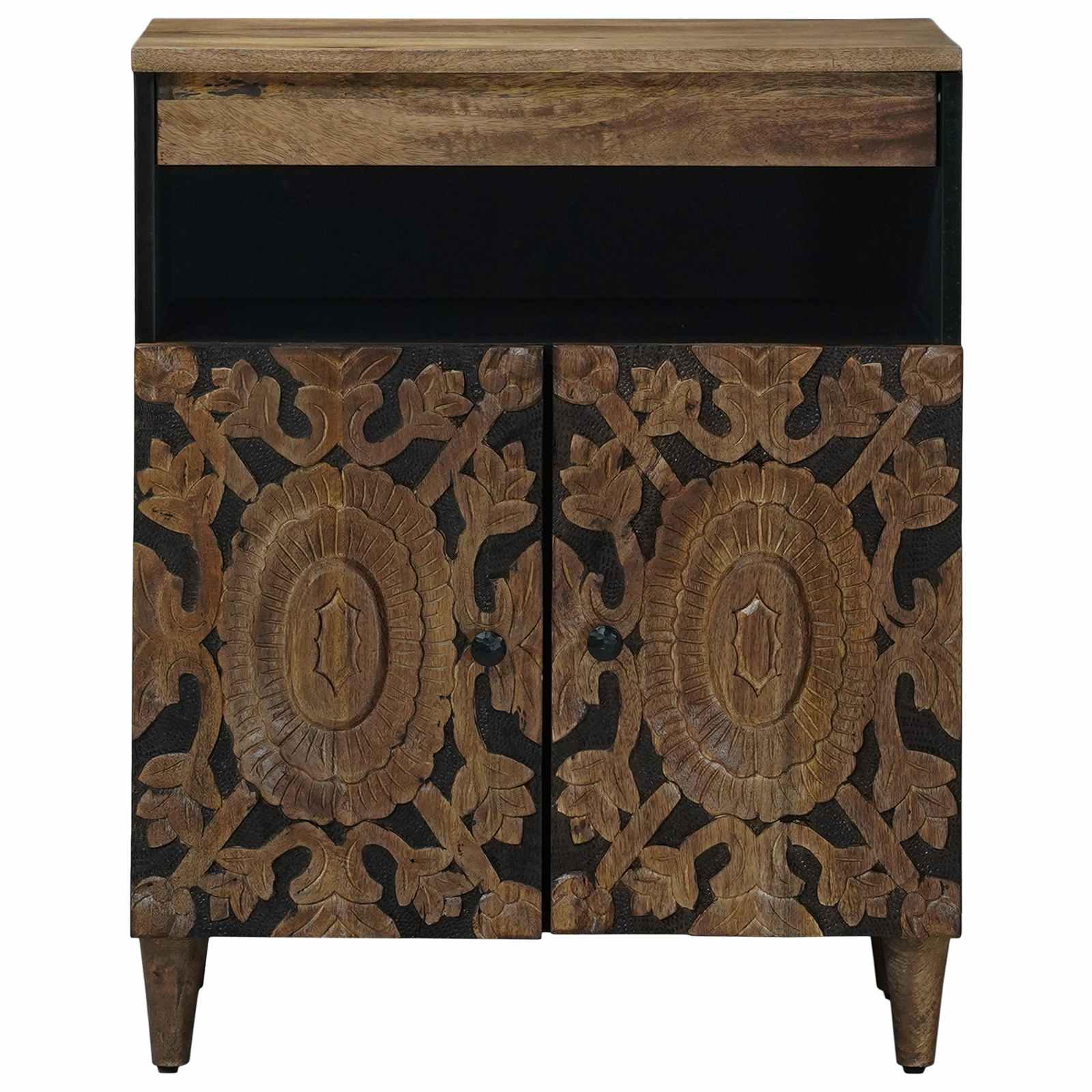 vidaXL Dressoir met opslag Wit 60 x 33,5 x 75 cm Massief Mango Hout