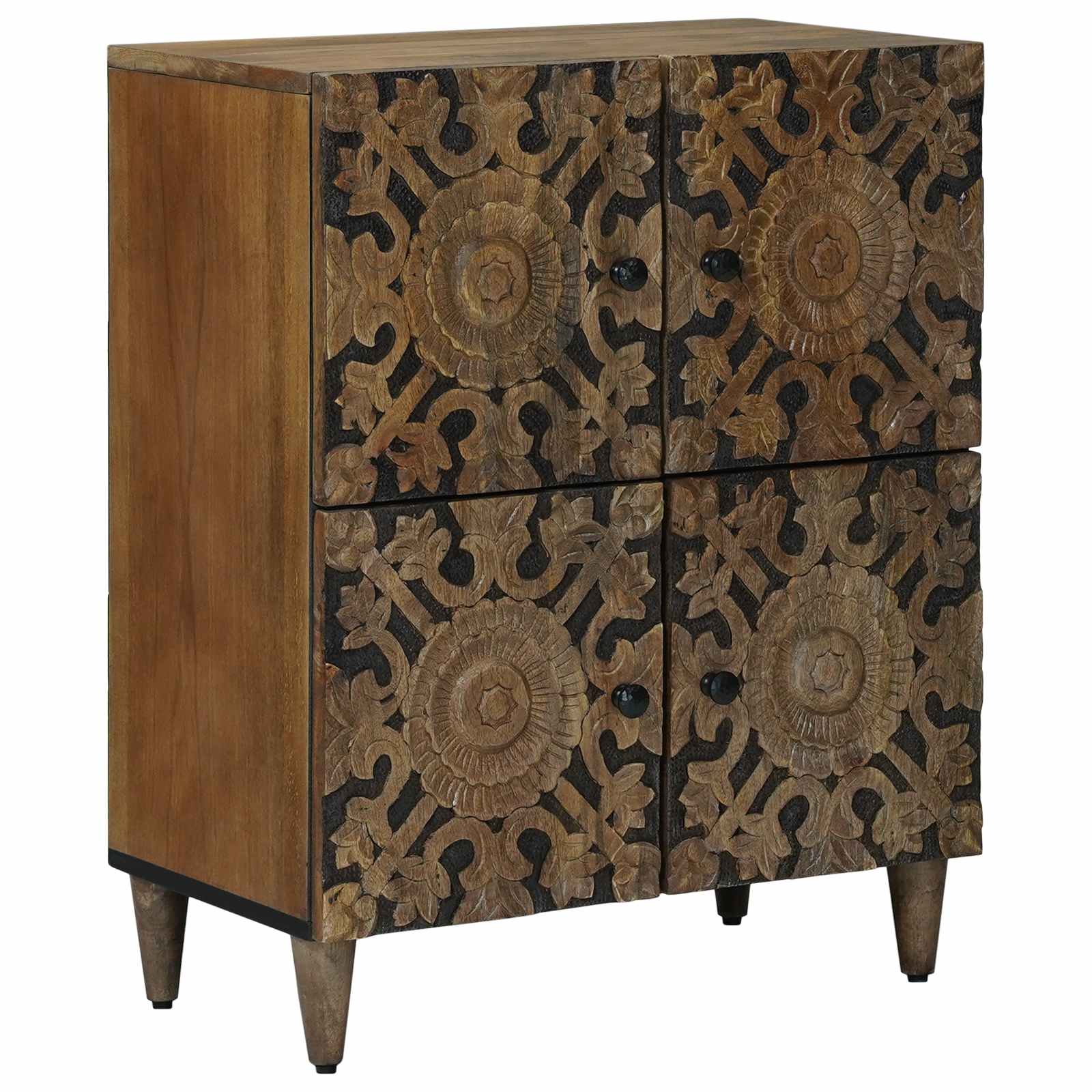 vidaXL Dressoir met opslag Wit 60 x 33,5 x 75 cm Massief Mango Hout