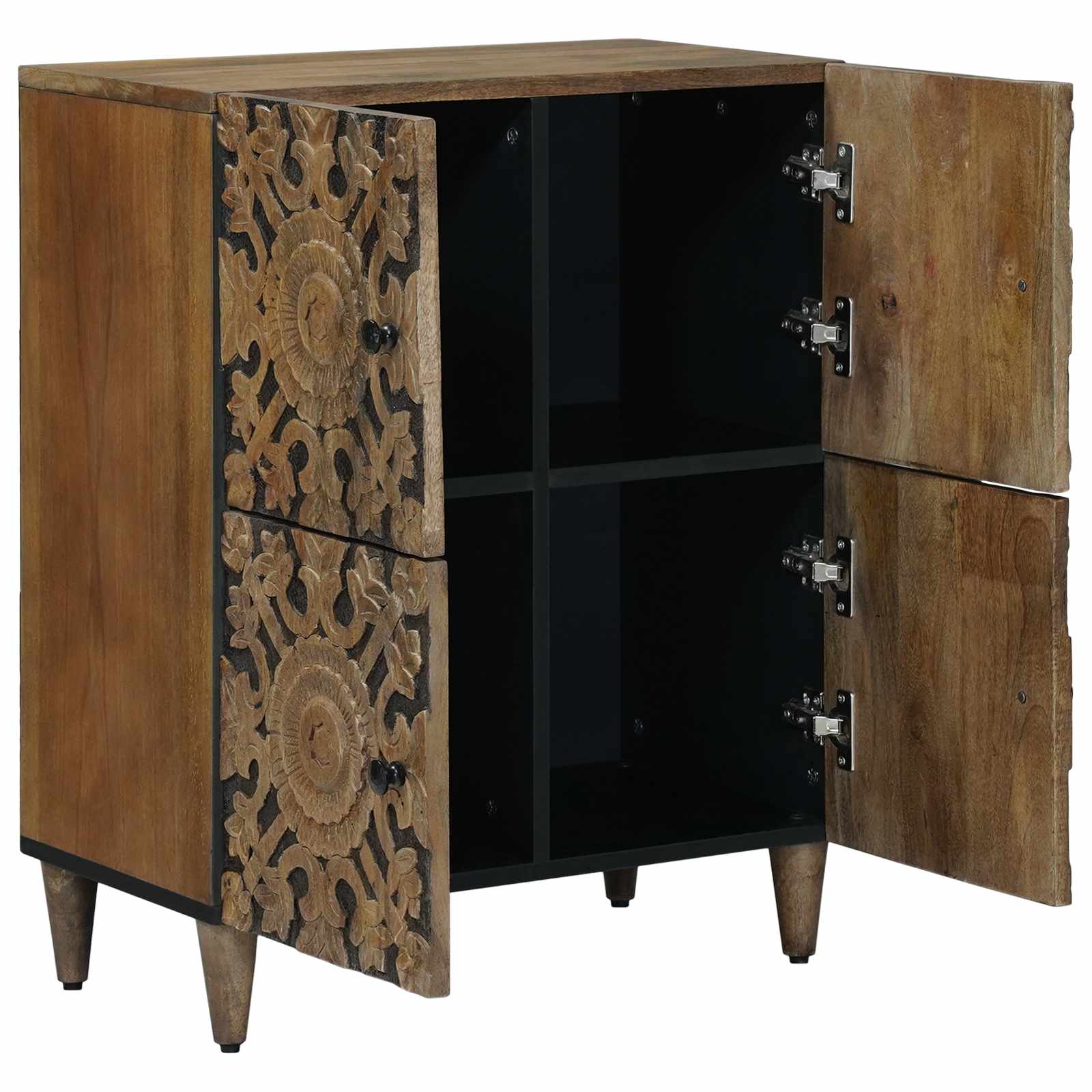 vidaXL Dressoir met opslag Wit 60 x 33,5 x 75 cm Massief Mango Hout