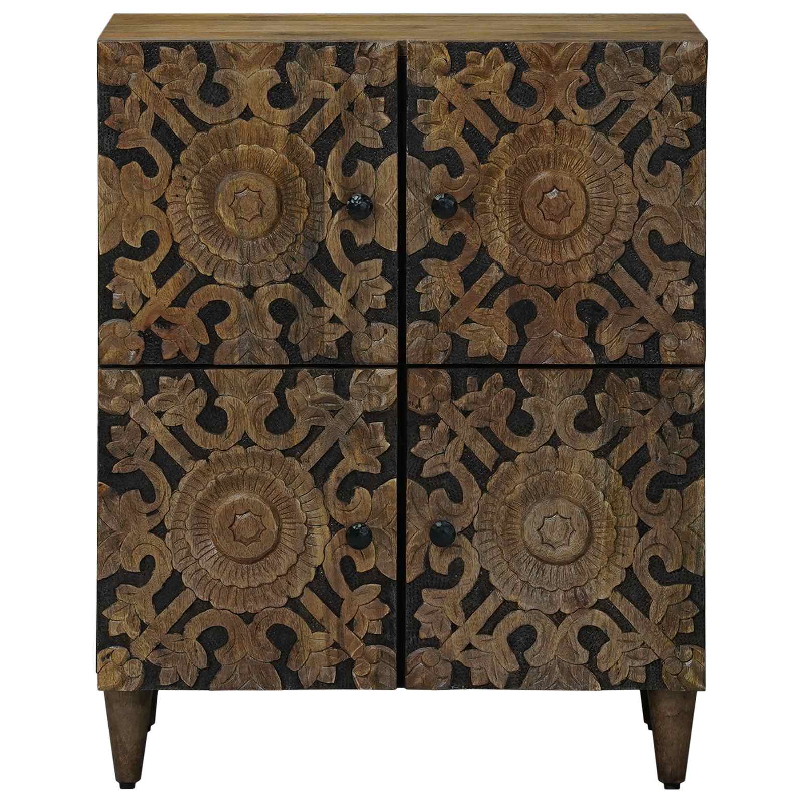 vidaXL Dressoir met opslag Wit 60 x 33,5 x 75 cm Massief Mango Hout