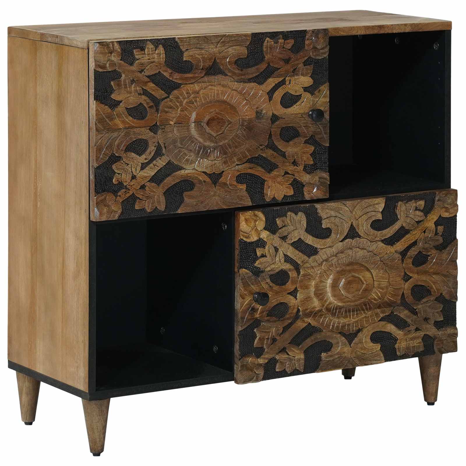 vidaXL Dressoir met opslag Wit 80 x 33,5 x 75 cm Massief Mango Hout