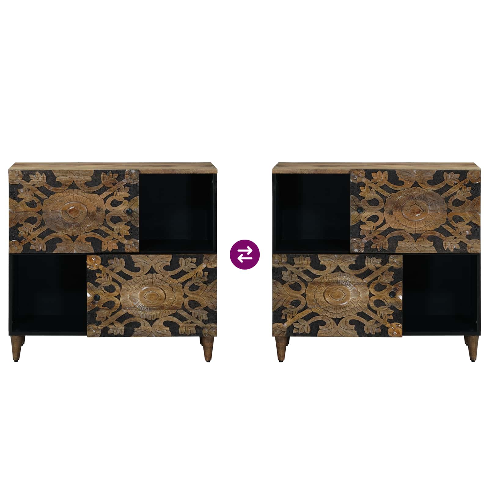 vidaXL Dressoir met opslag Wit 80 x 33,5 x 75 cm Massief Mango Hout
