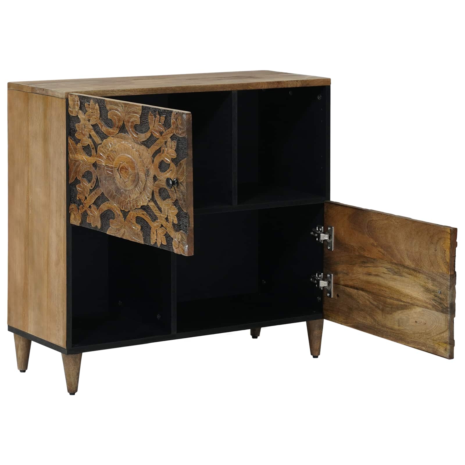 vidaXL Dressoir met opslag Wit 80 x 33,5 x 75 cm Massief Mango Hout