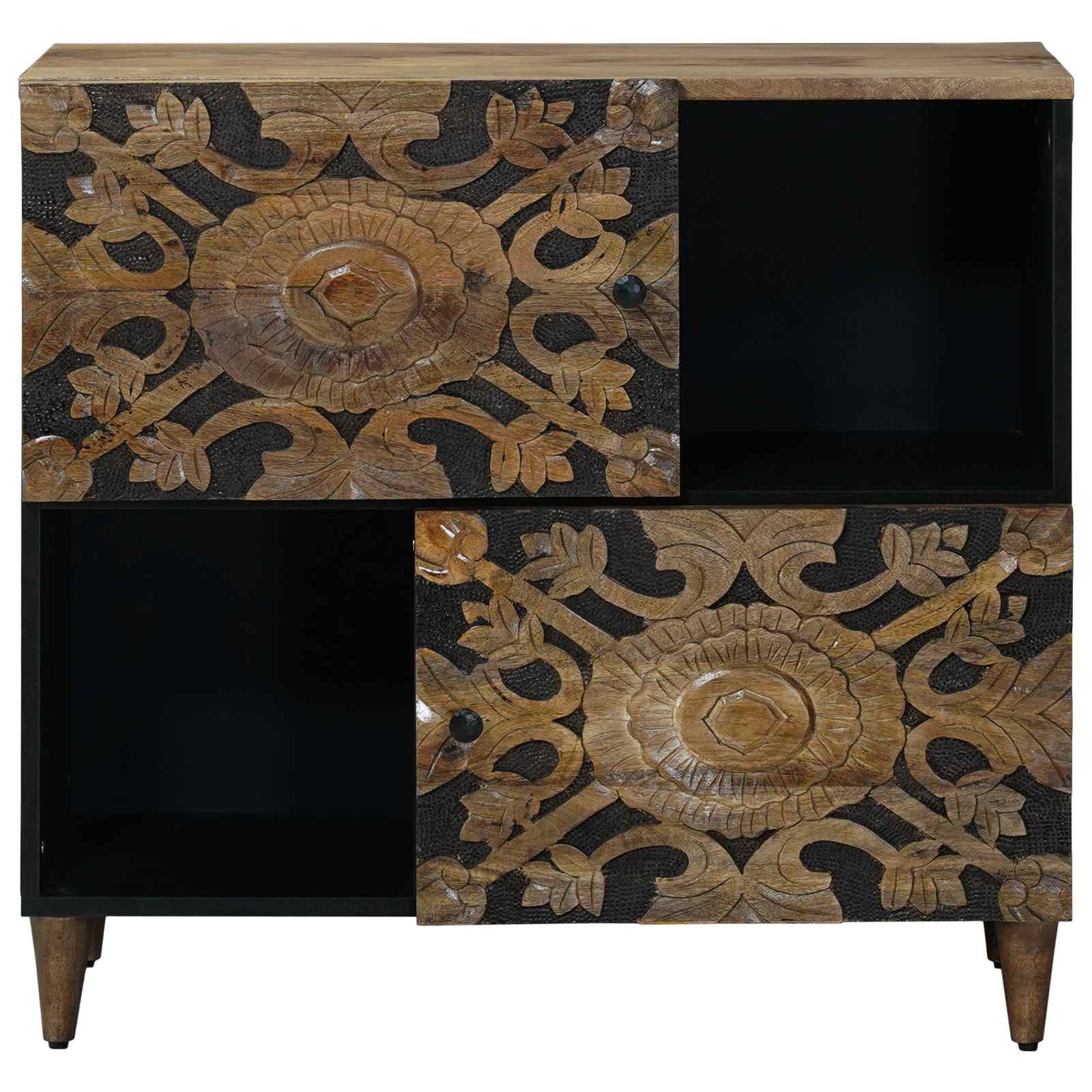 vidaXL Dressoir met opslag Wit 80 x 33,5 x 75 cm Massief Mango Hout