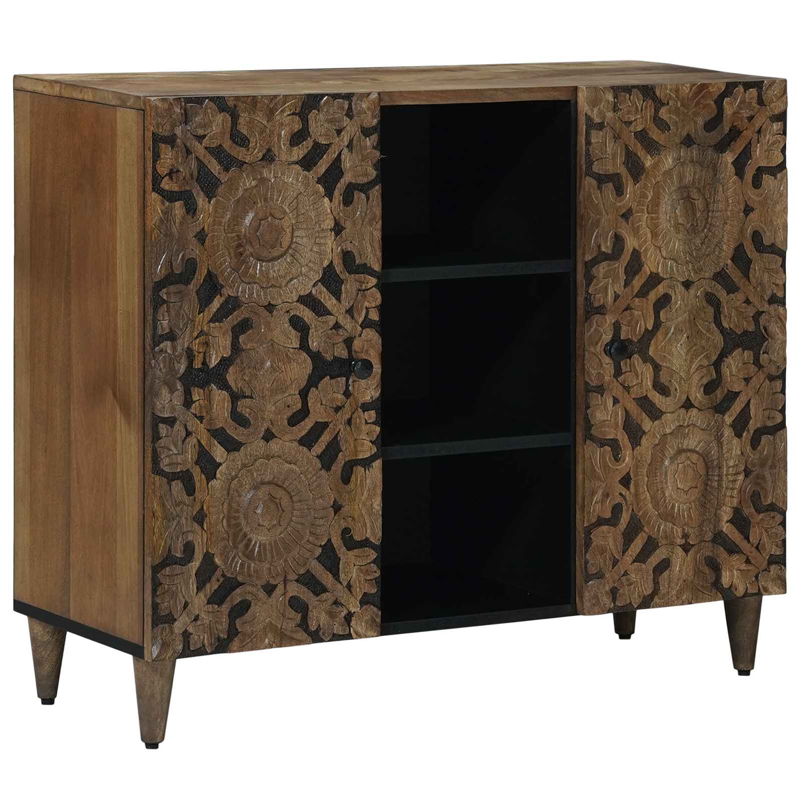 vidaXL Dressoir met plank Wit 90 x 33,5 x 75 cm Massief Mango Hout
