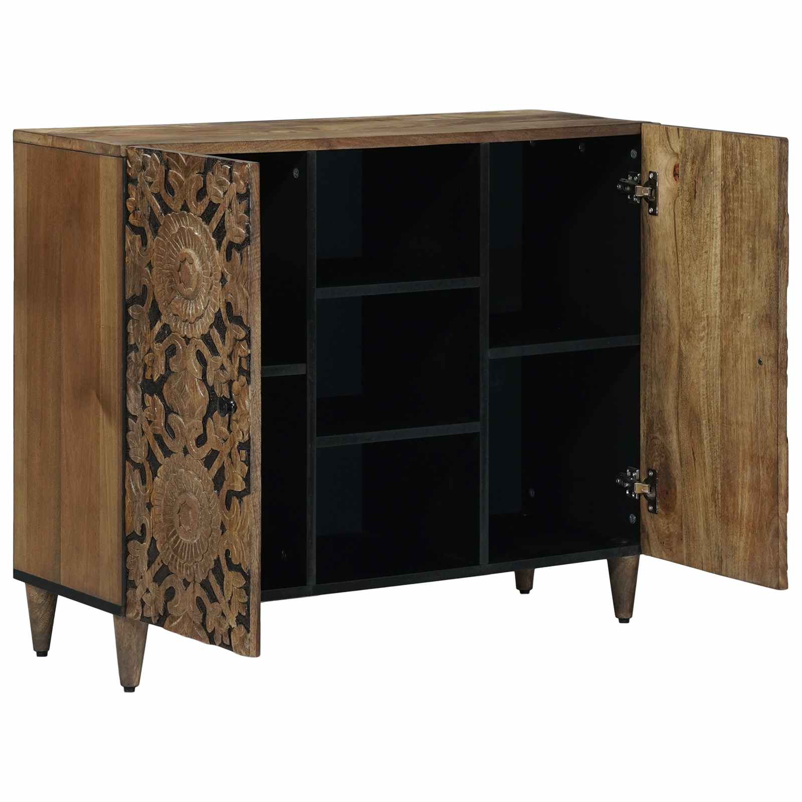 vidaXL Dressoir met plank Wit 90 x 33,5 x 75 cm Massief Mango Hout