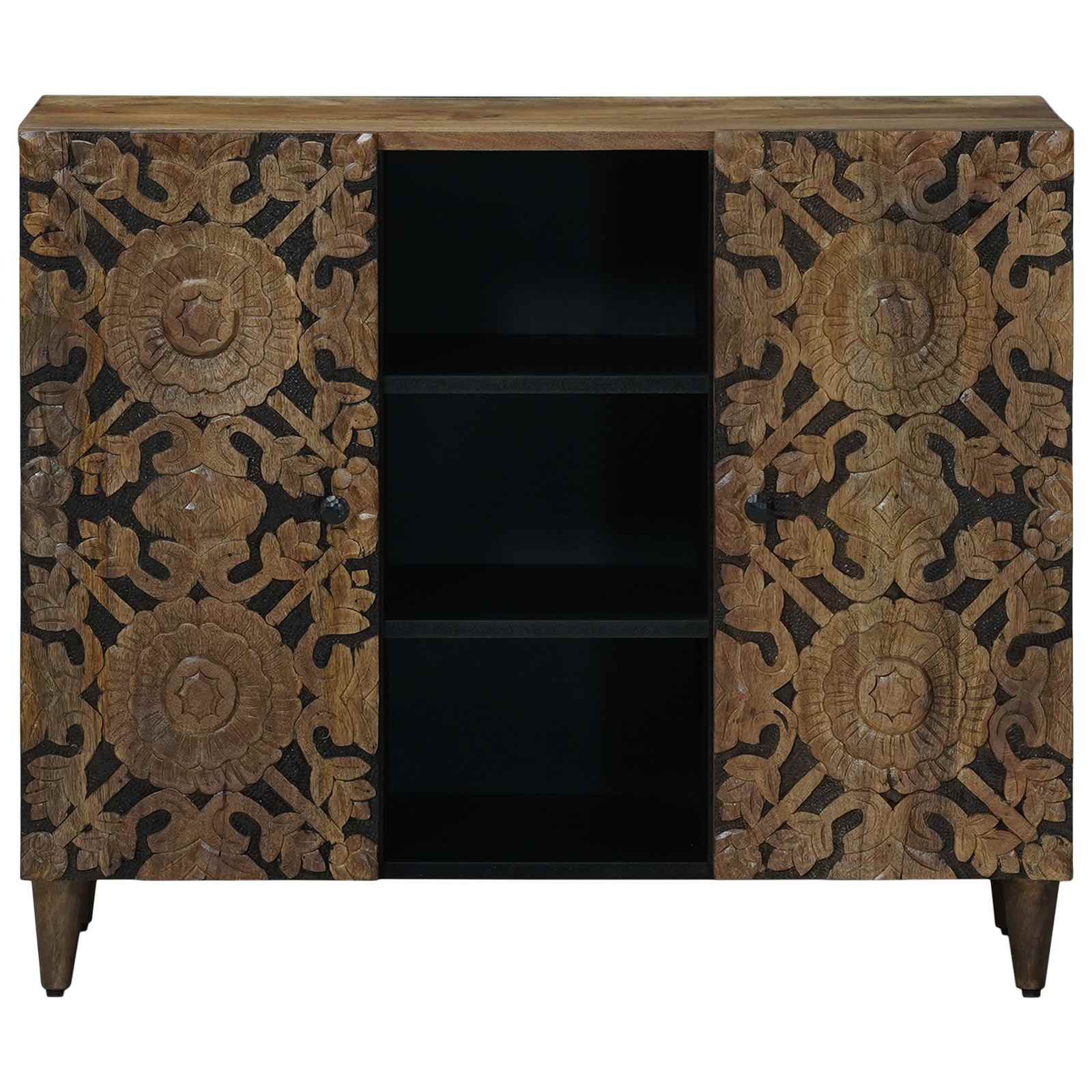 vidaXL Dressoir met plank Wit 90 x 33,5 x 75 cm Massief Mango Hout