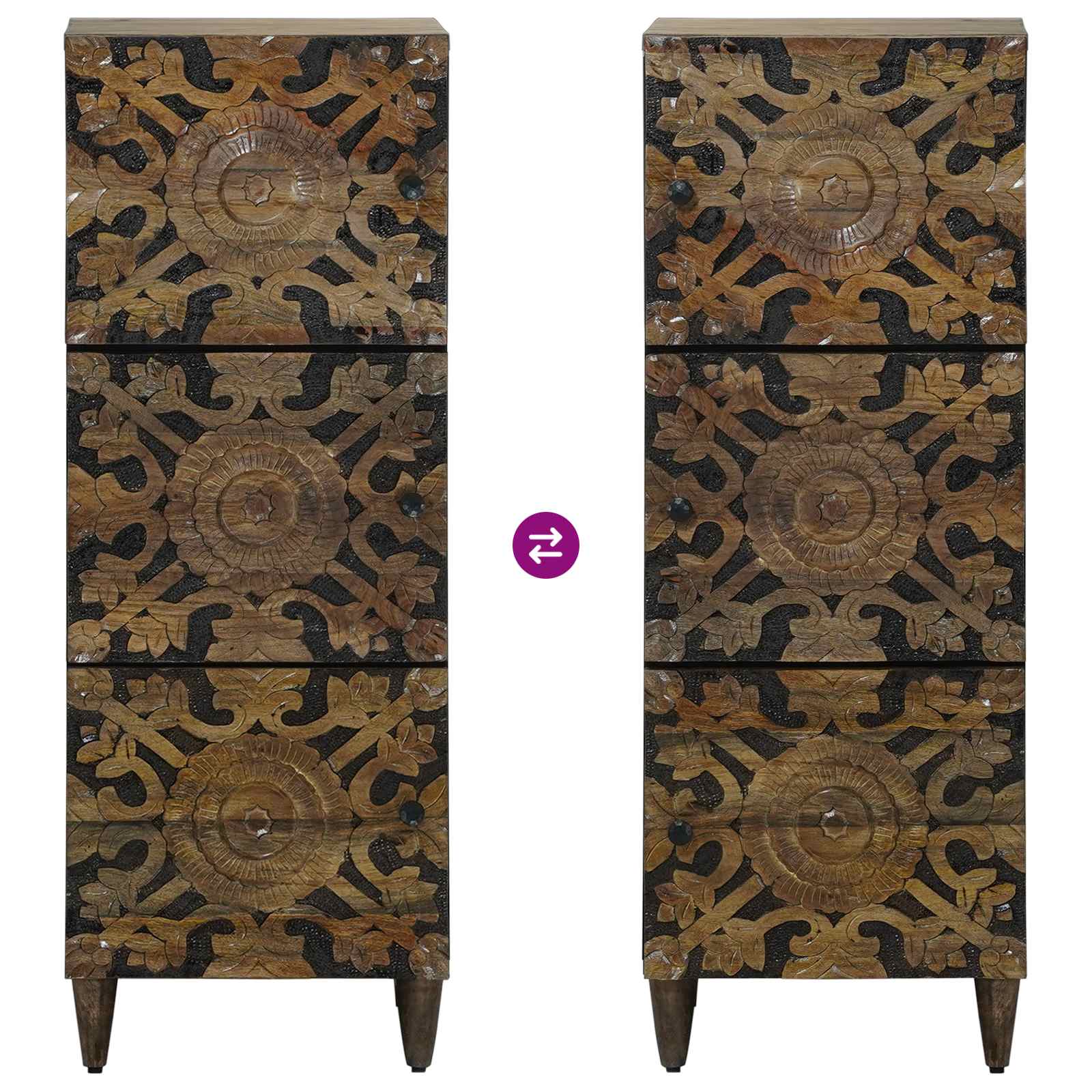 vidaXL Hoge Kast met opslag Wit 40 x 33,5 x 110 cm Massief Mango Hout