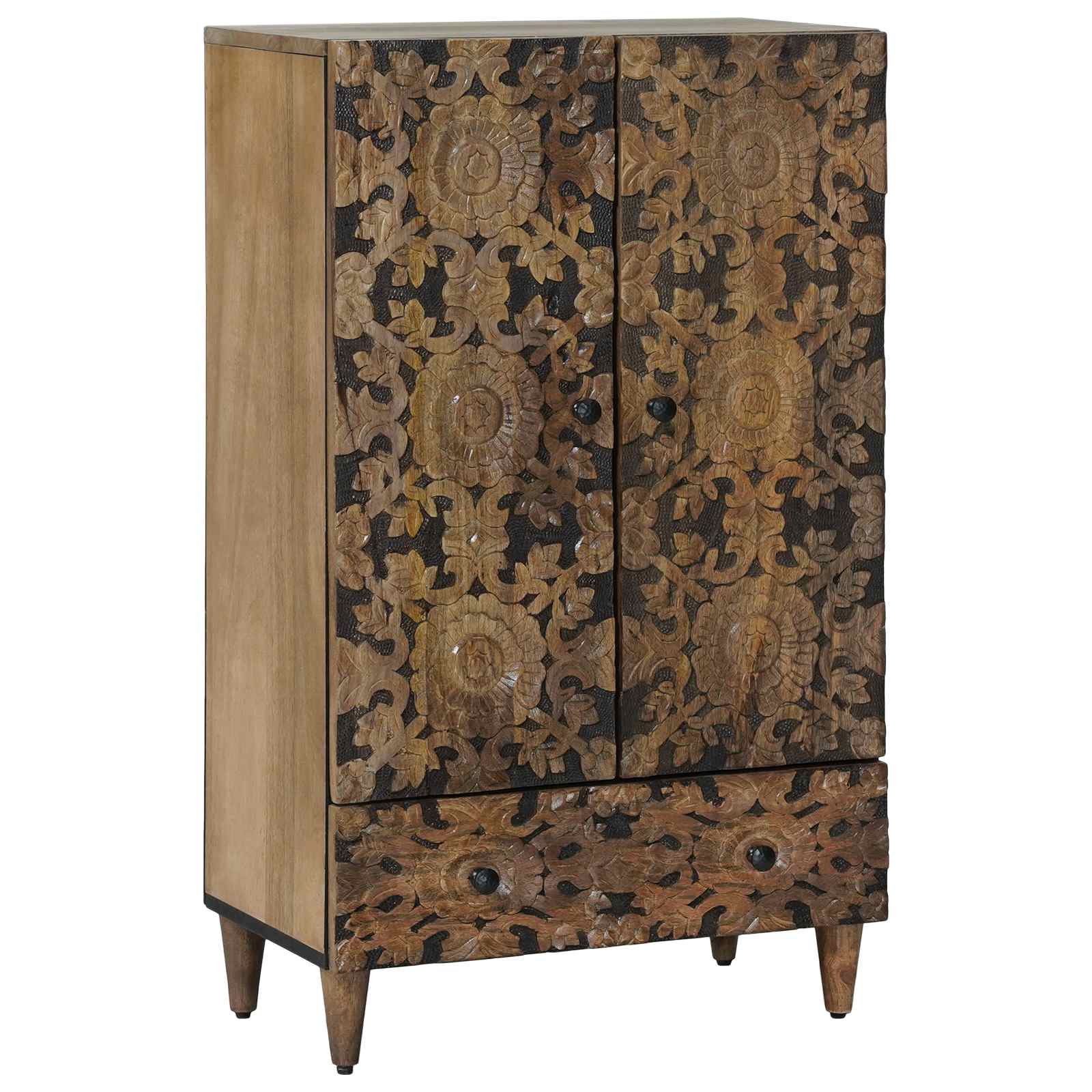 vidaXL Hoge Kast met lade Wit 60 x 33,5 x 100 cm Massief Mango Hout