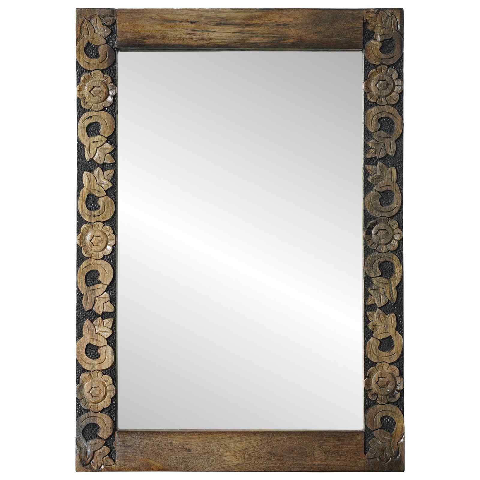 vidaXL Badkamer Spiegel Wit 50 x 70 x 3 cm Massief Mango Hout