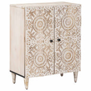 vidaXL Opslag Dressoir Wit 60 x 33,5 x 75 cm Massief Mango Hout