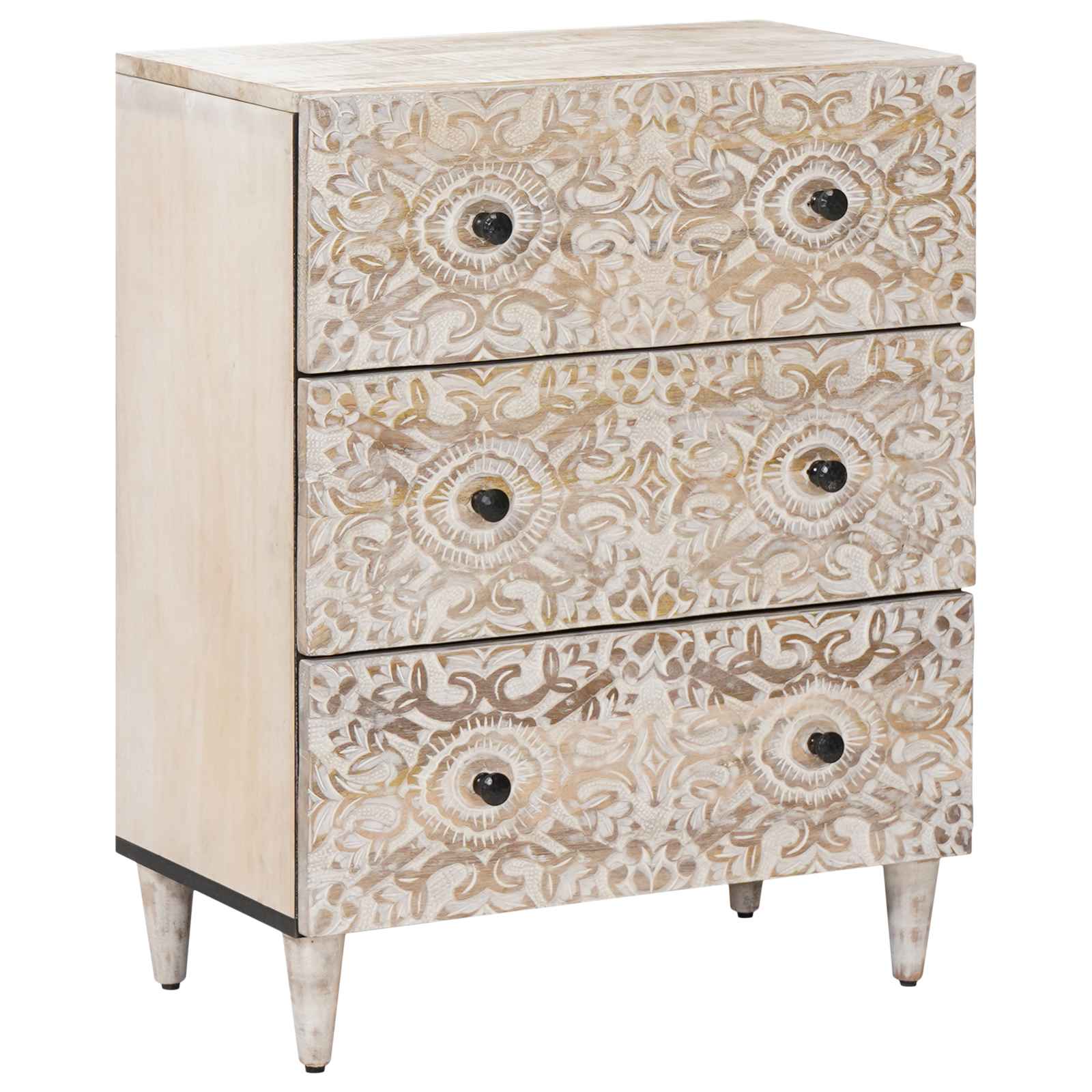 vidaXL Opslag Dressoir Wit 60 x 33,5 x 75 cm Massief Mango Hout