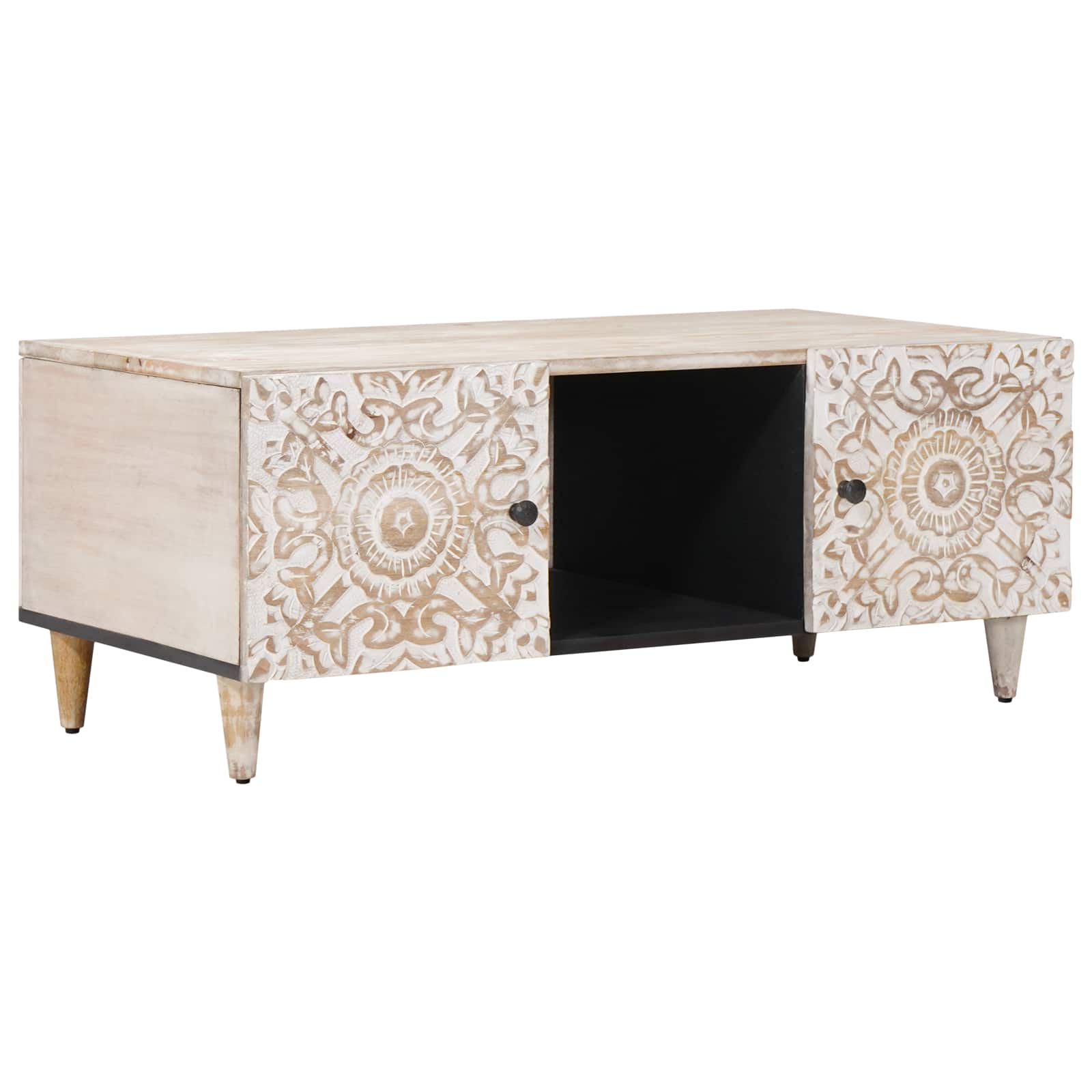 vidaXL Salontafel Wit 100 x 54 x 40 cm Massief Mango Hout