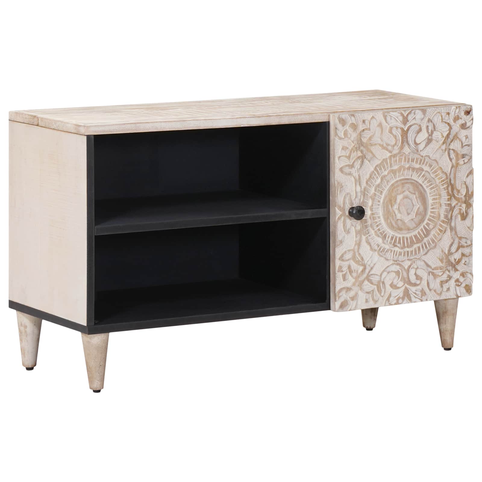 vidaXL TV-kast met opslag Wit 80 x 31,5 x 46 cm Massief Mango Hout