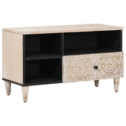 vidaXL TV-kast met lade Wit 80 x 33,5 x 46 cm Massief Mango Hout