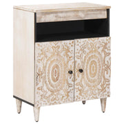 vidaXL Dressoir met opslag Wit 60 x 33,5 x 75 cm Massief Mango Hout