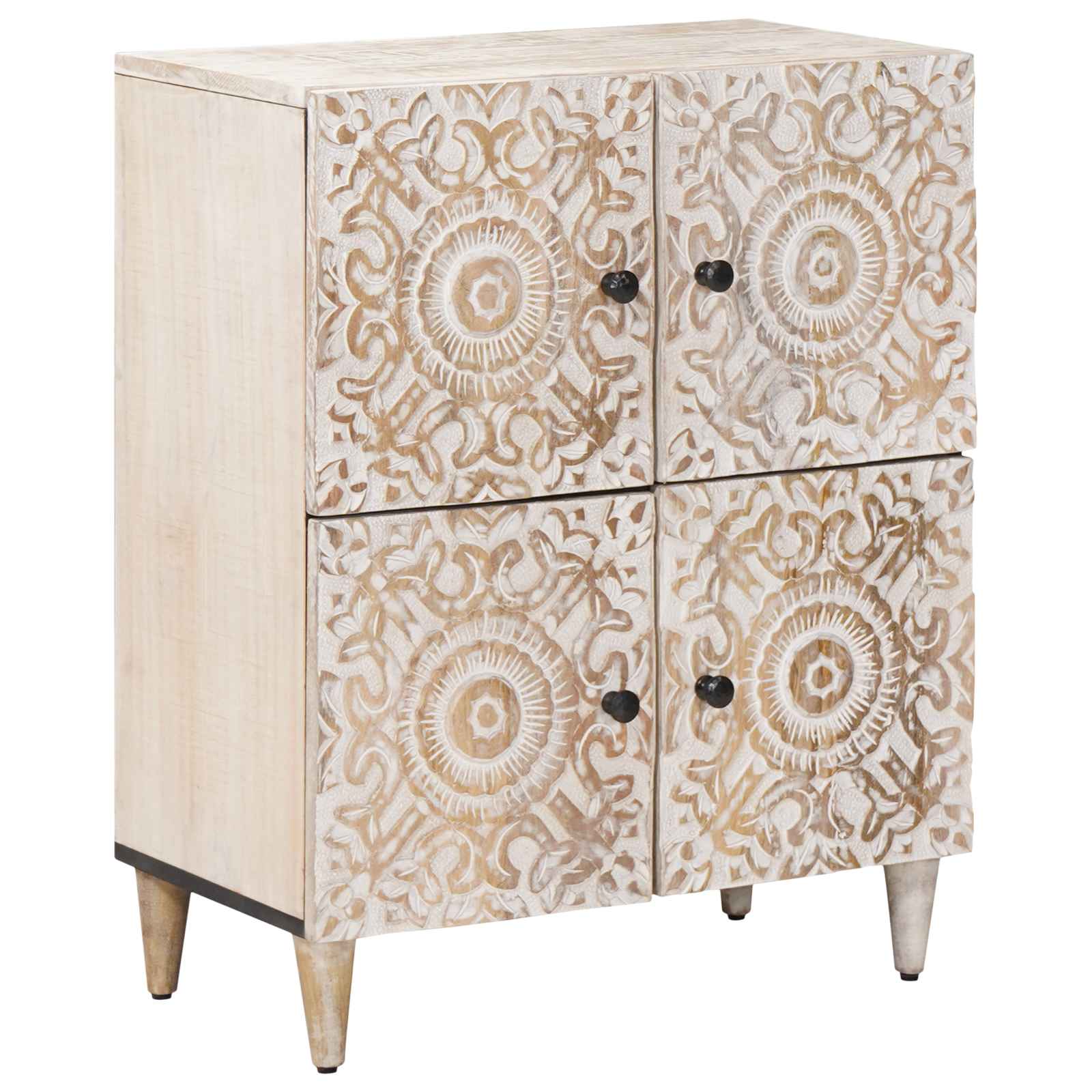 vidaXL Dressoir met opslag Wit 60 x 33,5 x 75 cm Massief Mango Hout