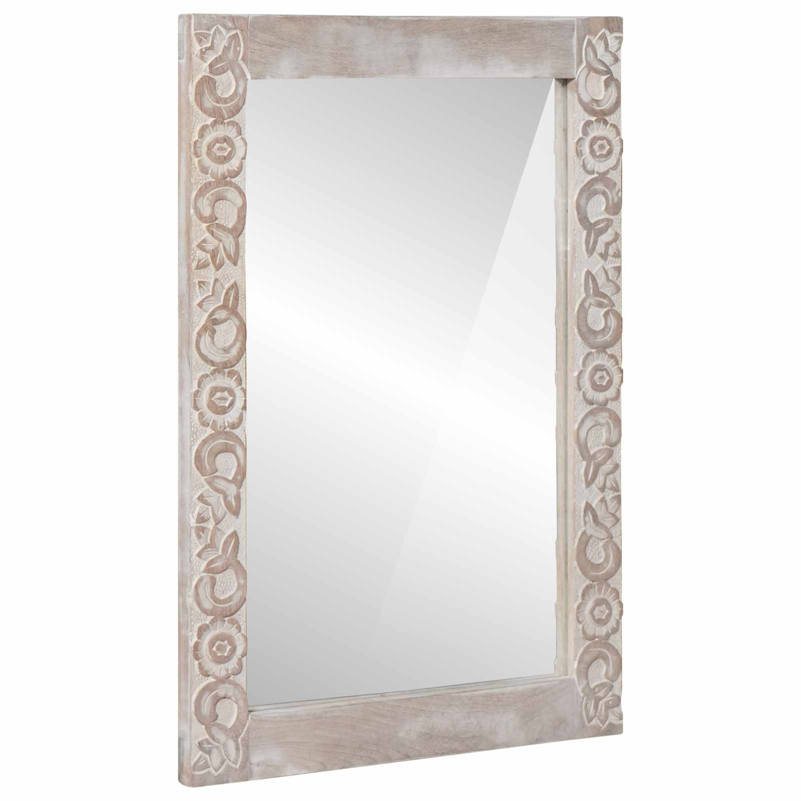vidaXL Badkamer Spiegel Wit 50 x 70 x 3 cm Massief Mango Hout