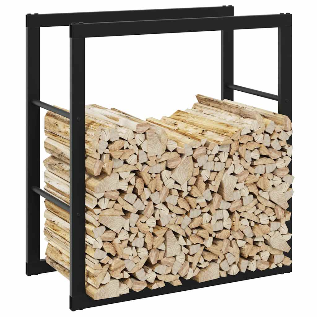 vidaXL Haardhoutrek 110x30x116 cm staal zwart - Aashly