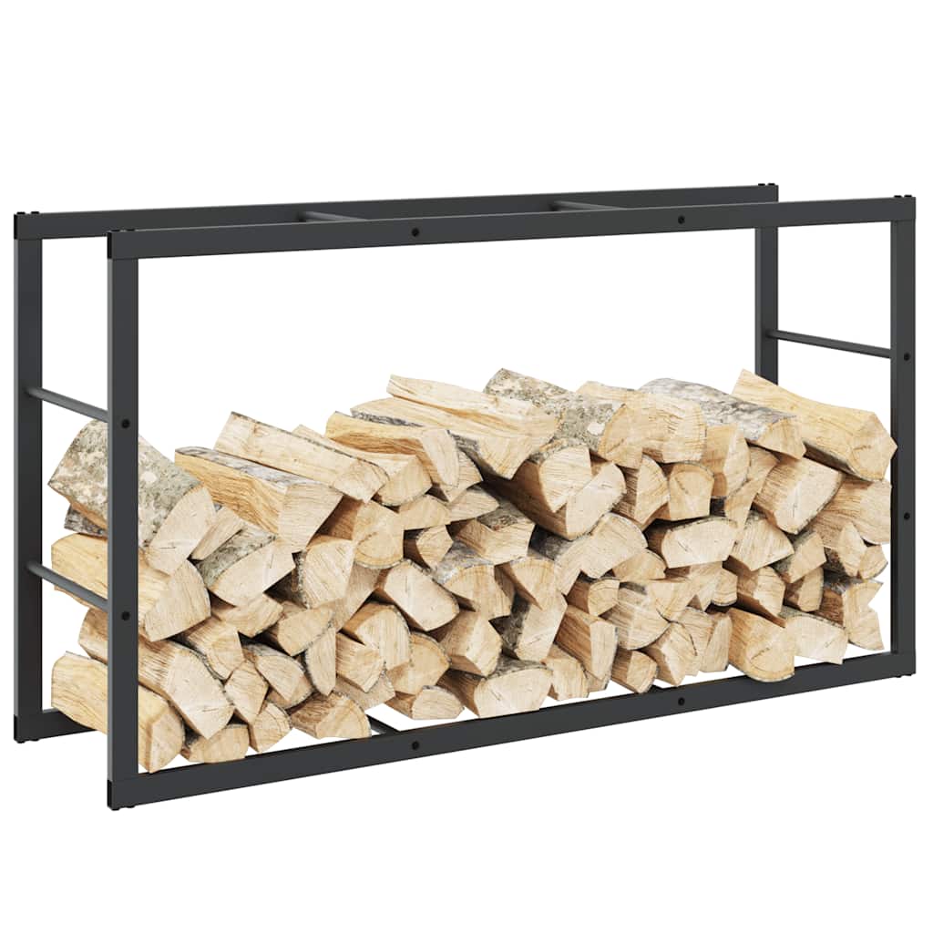 vidaXL Haardhoutrek 110x30x116 cm staal zwart - Aashly