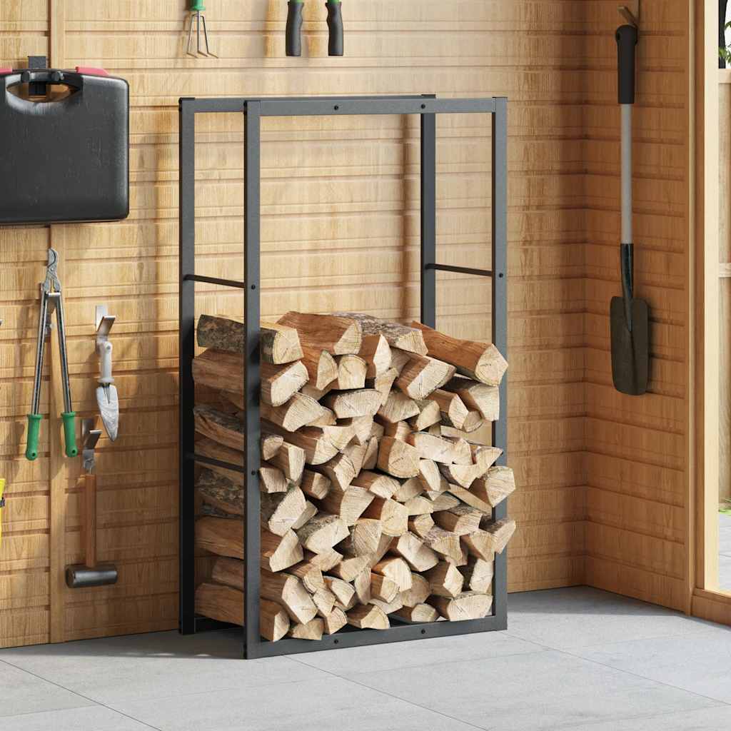 vidaXL Haardhoutrek 110x30x116 cm staal zwart - Aashly