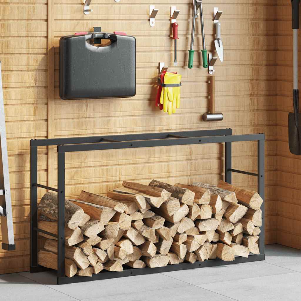 vidaXL Haardhoutrek 110x30x116 cm staal zwart - Aashly