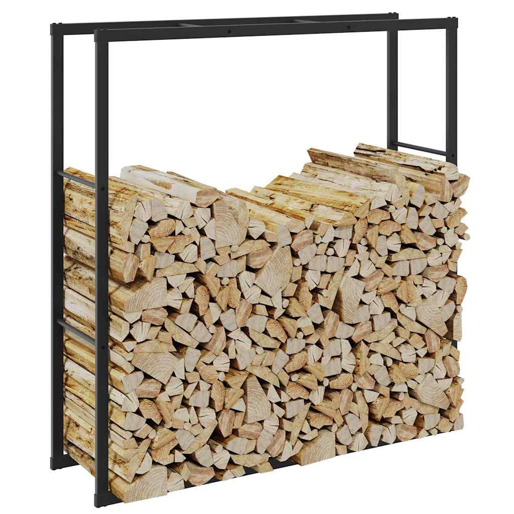vidaXL Haardhoutrek 110x30x116 cm staal zwart - Aashly