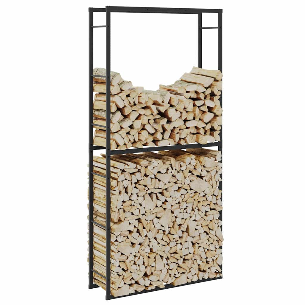 vidaXL Haardhoutrek 110x30x116 cm staal zwart - Aashly