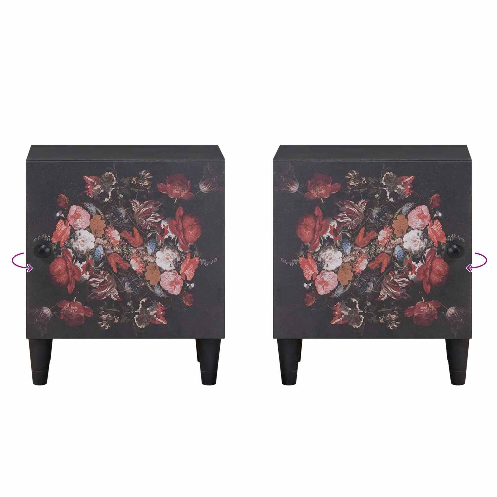 vidaXL Nachtkastje met Deur 2 pcs Zwart 40 x 33 x 46 cm