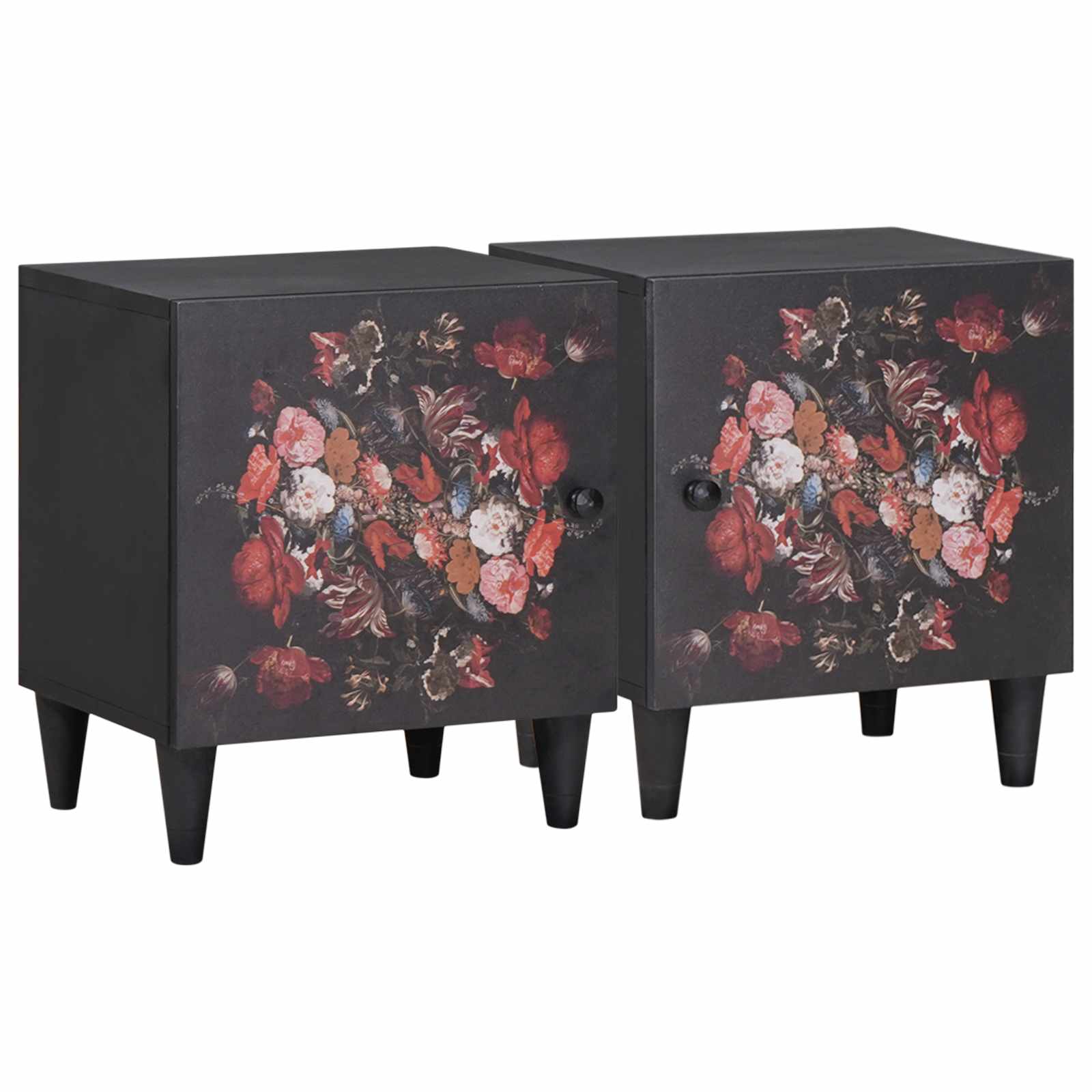 vidaXL Nachtkastje met Deur 2 pcs Zwart 40 x 33 x 46 cm