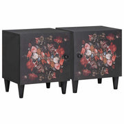 vidaXL Nachtkastje met Deur 2 pcs Zwart 40 x 33 x 46 cm