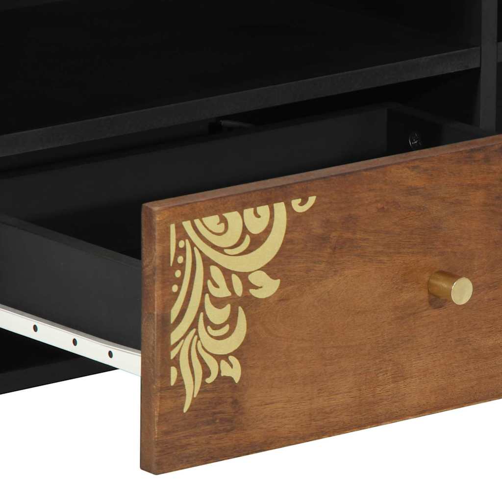 vidaXL Media Kast Honingbruin Massief mangohout, Gelamineerd hout