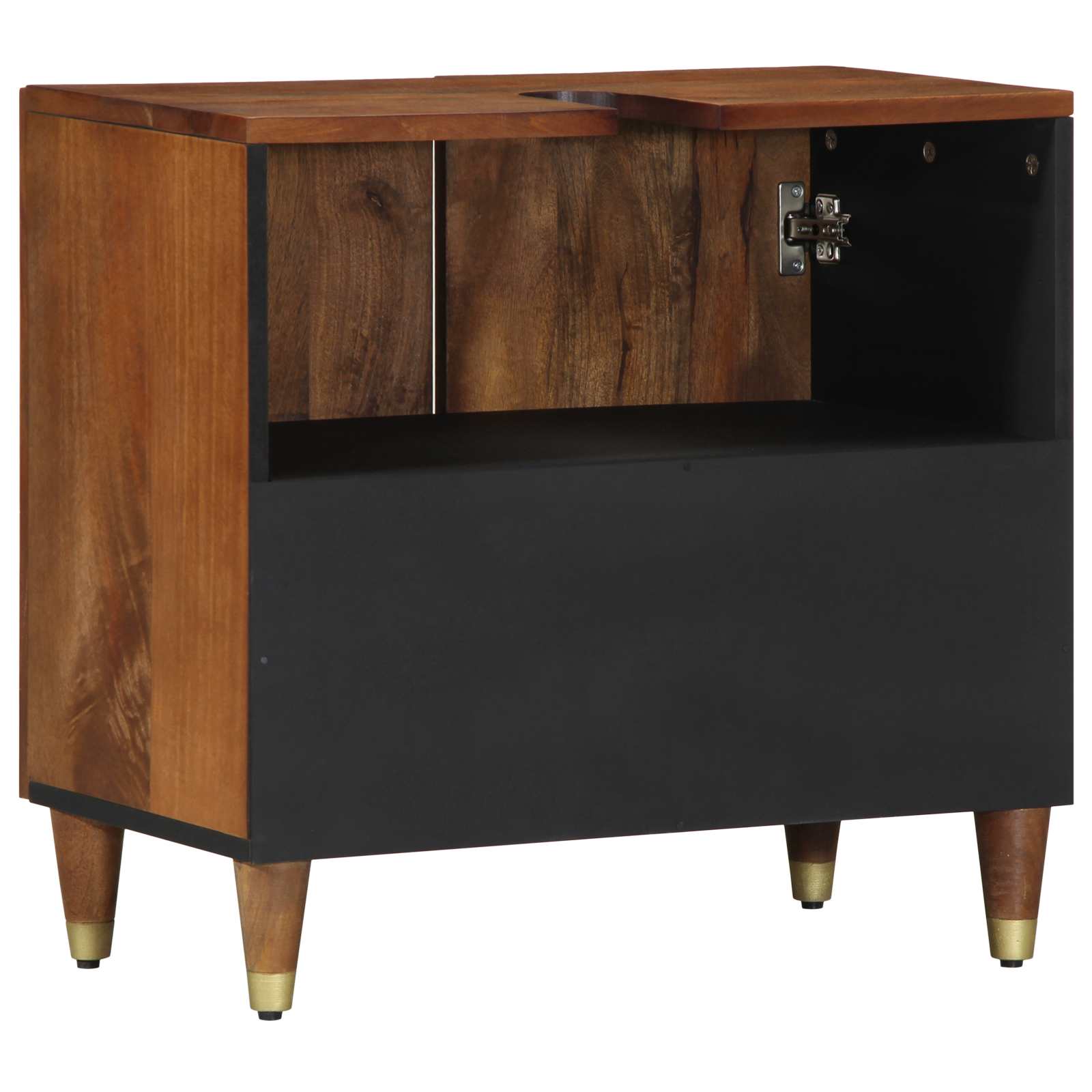 vidaXL Badkamersenkast Honingbruin met gouden accenten Massief hout