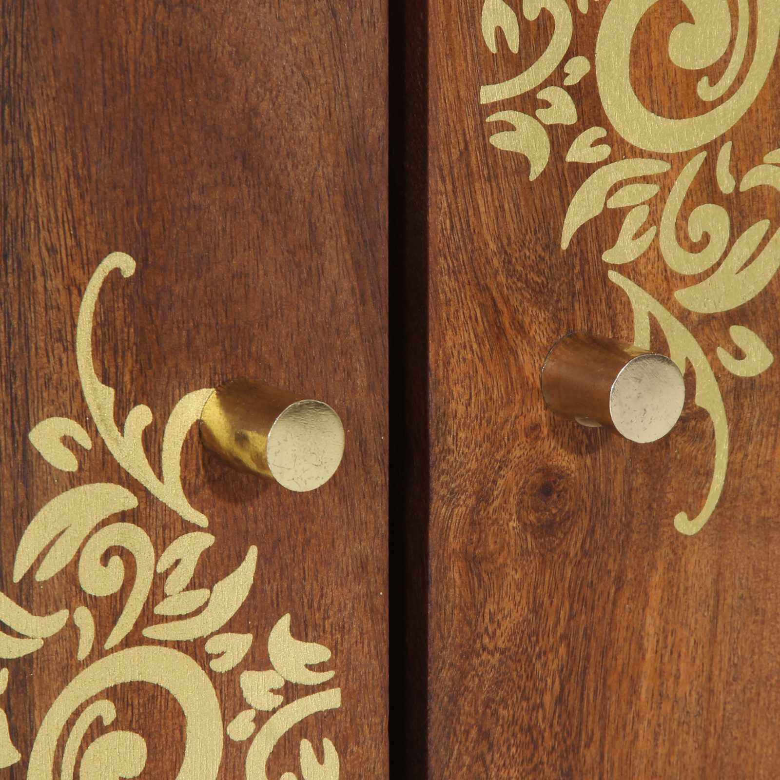 vidaXL Badkamersenkast Honingbruin met gouden accenten Massief hout