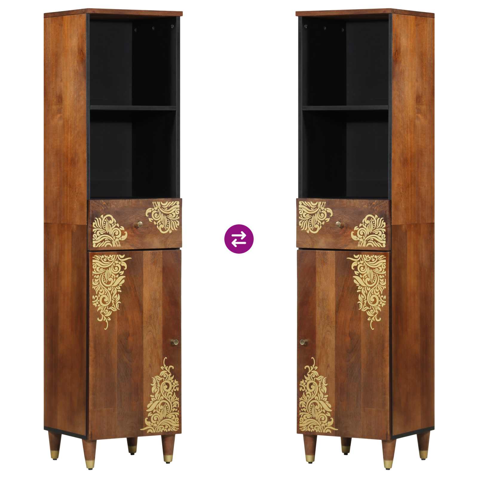 vidaXL Dressoir 38x33x160 cm Massief Mango Hout