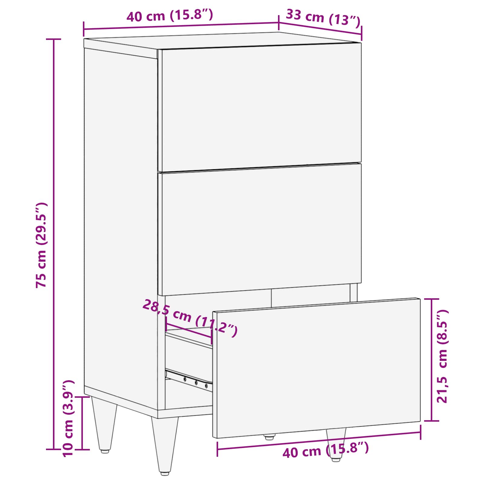 vidaXL Sideboard Honingbruin Massief Hout 40 x 33 x 75 cm Sideboard