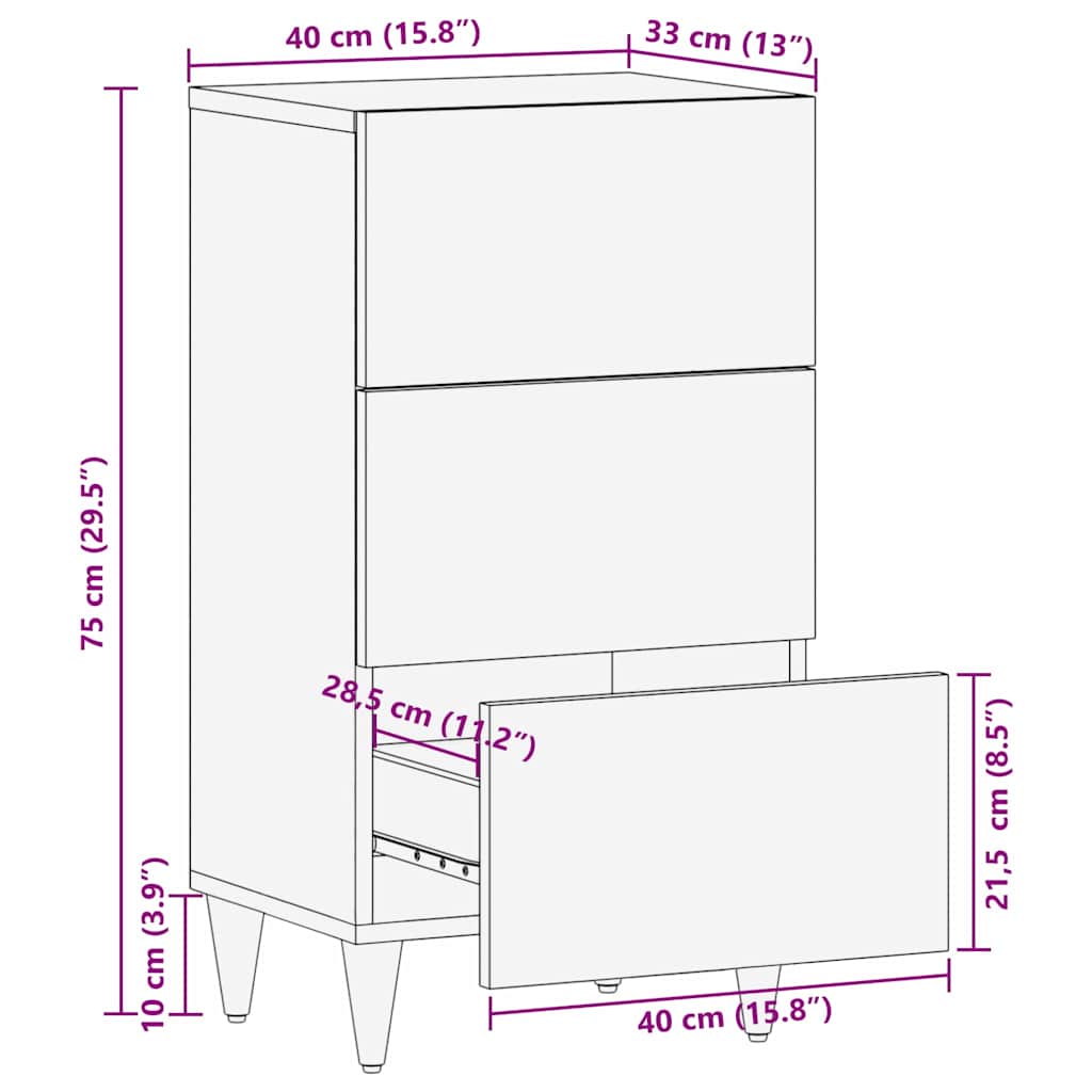 vidaXL Sideboard Honingbruin Massief Hout 40 x 33 x 75 cm Sideboard