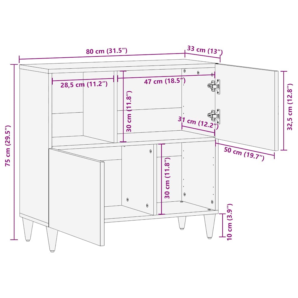 vidaXL Mediasteunmeubels & Racks Honingbruin Massief hout Middelgroot
