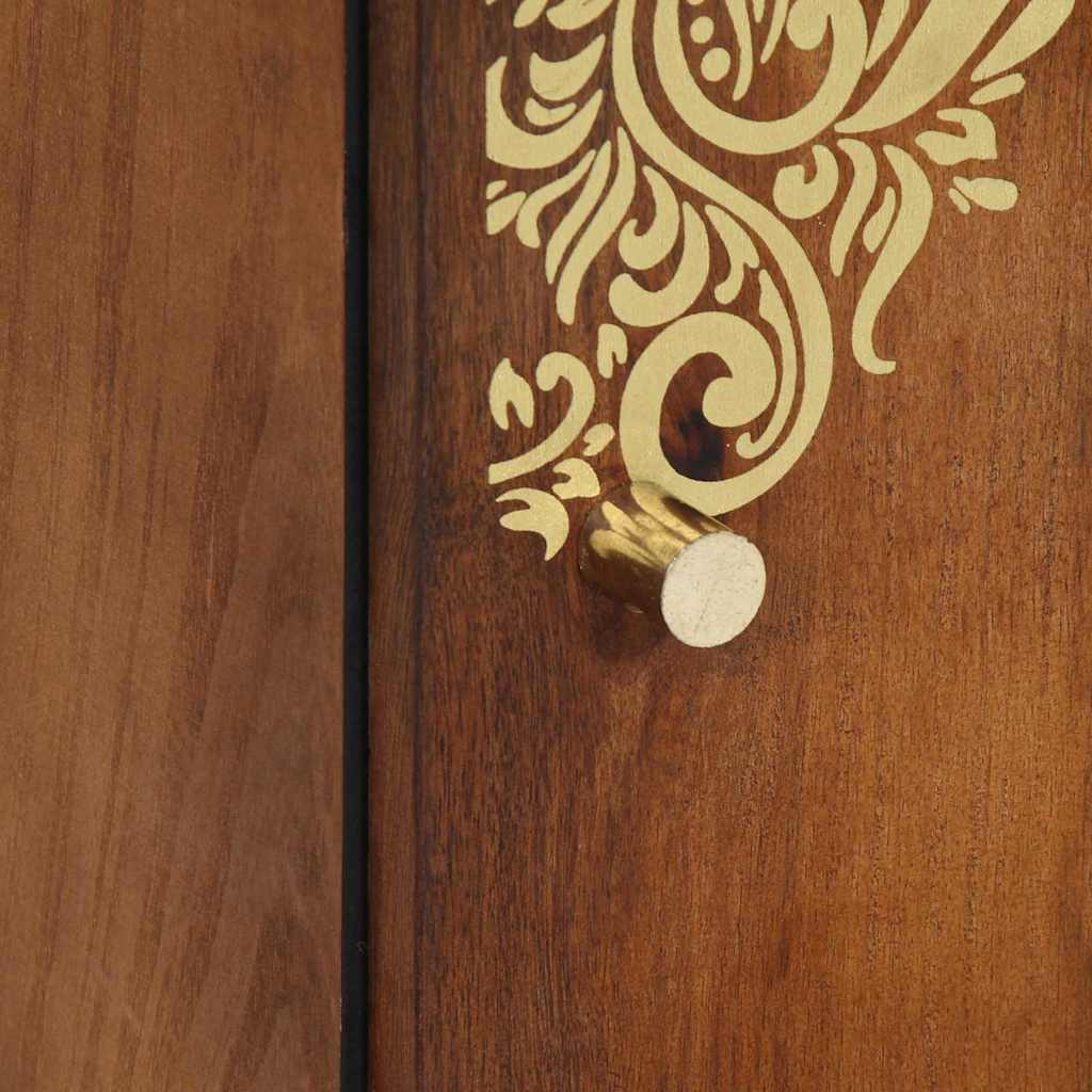 vidaXL Highboard Honingbruin met gouden accenten Massief mangohout