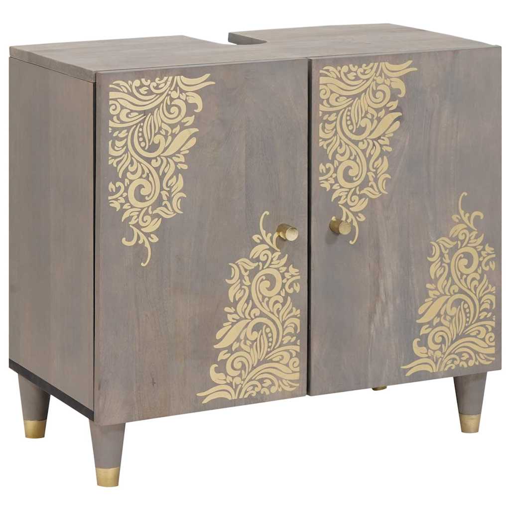 vidaXL Badkamersenkast Honingbruin met gouden accenten Massief hout