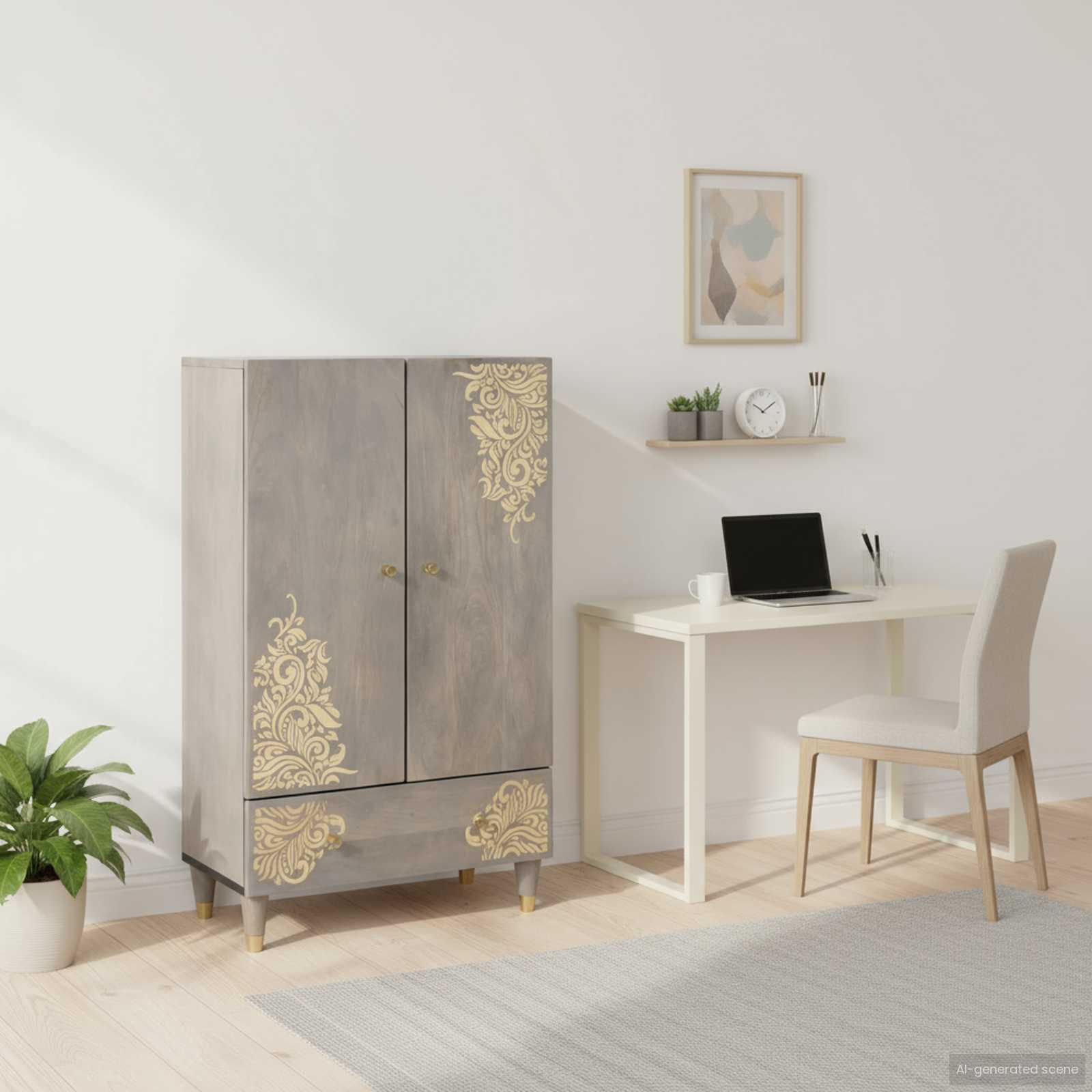 vidaXL Hoogkast 60x33x100 cm Massief Houten Mango