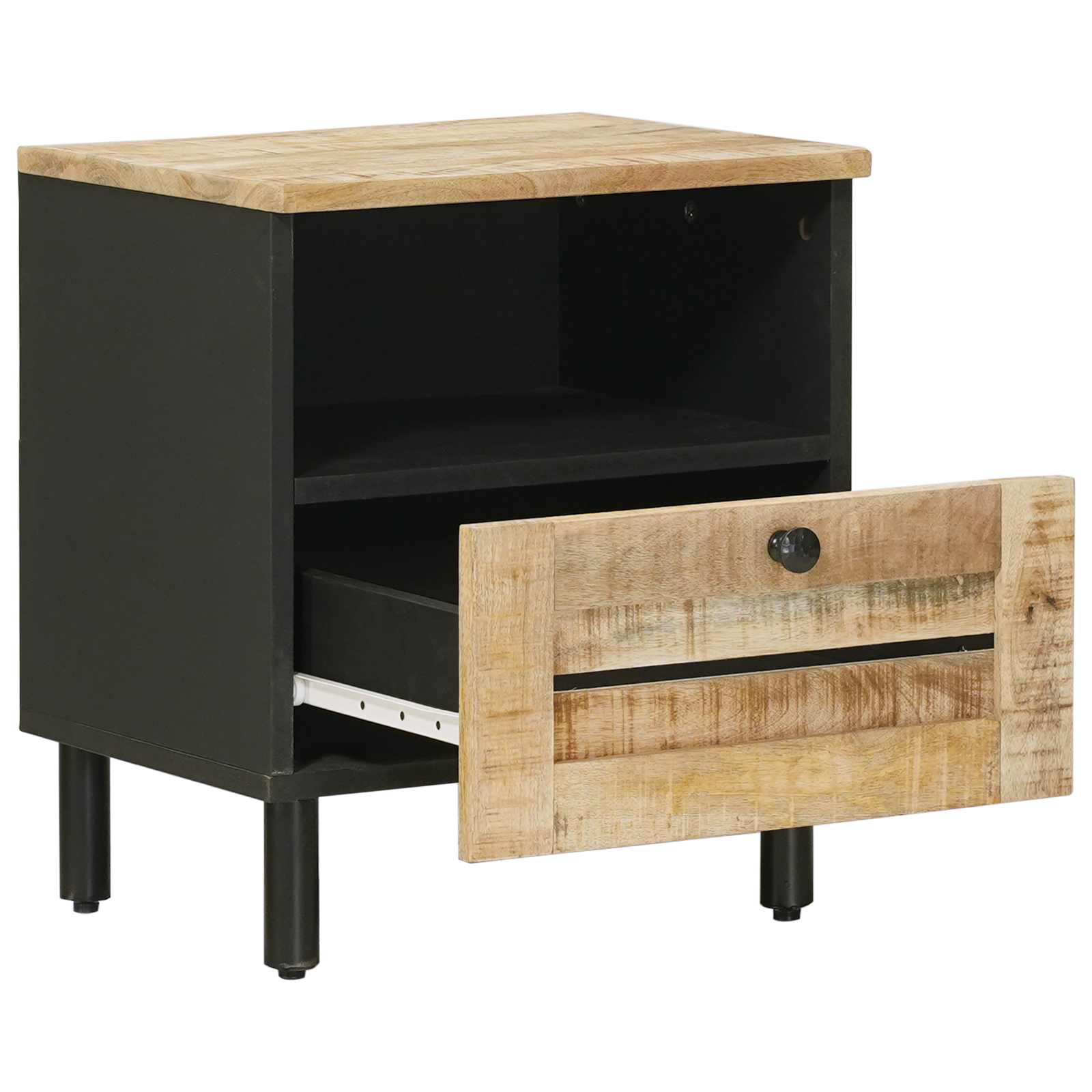 vidaXL Nachtkastje 2 st Naturel 40 x 33 x 46 cm Massief Mango Hout