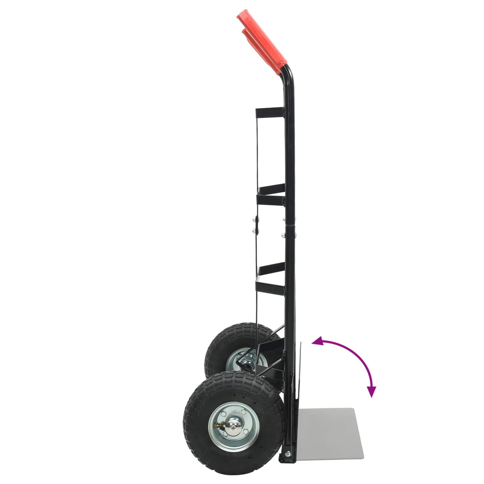 vidaXL Handtrolley Zwart en Rood 57 x 46 x 113 cm Staal