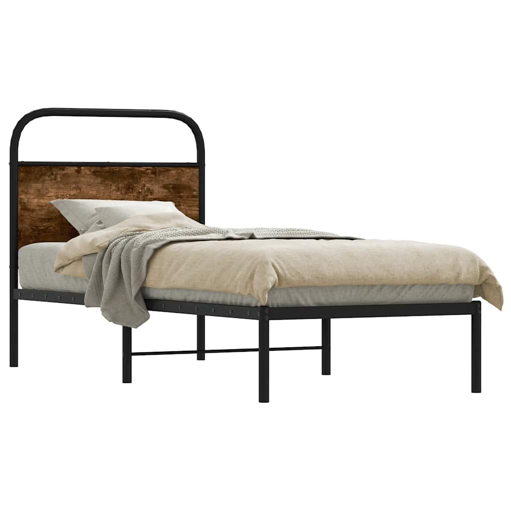 vidaXL Bedframe zonder matras bewerkt hout gerookt eiken 140x200 cm