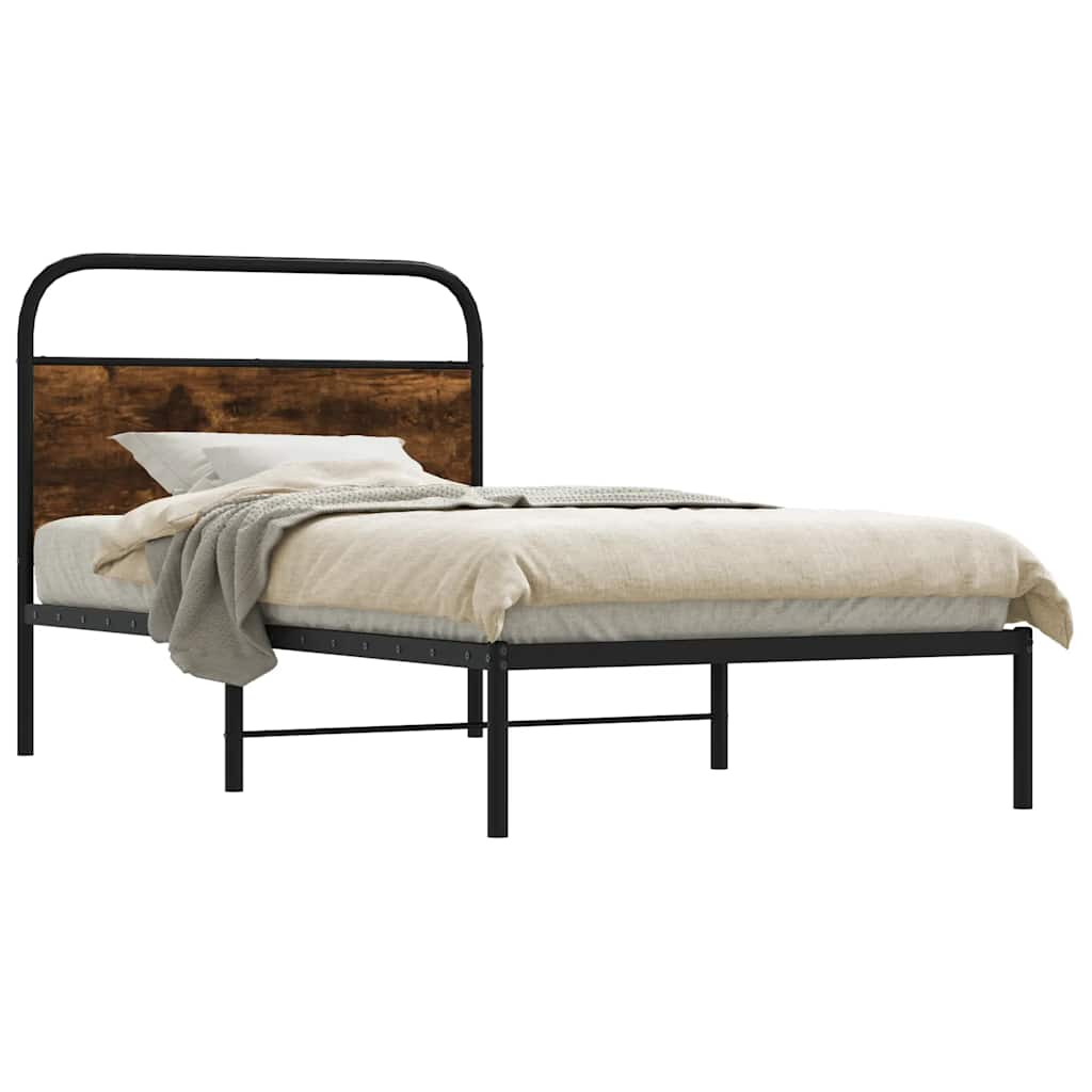 vidaXL Bedframe zonder matras bewerkt hout gerookt eiken 140x200 cm